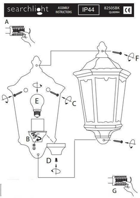 Вуличний настінний світильник Searchlight ALEX 82505BK