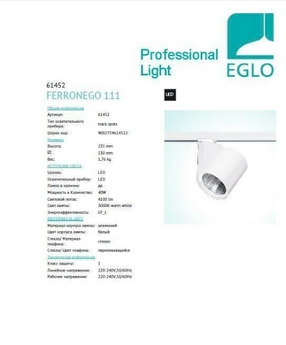 Трековый светильник Eglo FERRONEGO 111 61452