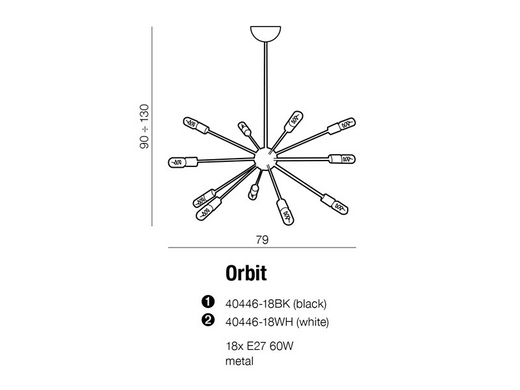 Люстра AZzardo ORBIT AZ1657 (40446-18-BK )