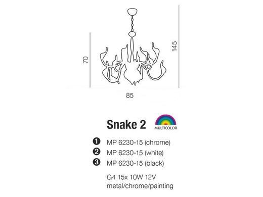 Люстра AZzardo SNAKE 2 AZ0043 (MP6230-15-CH)