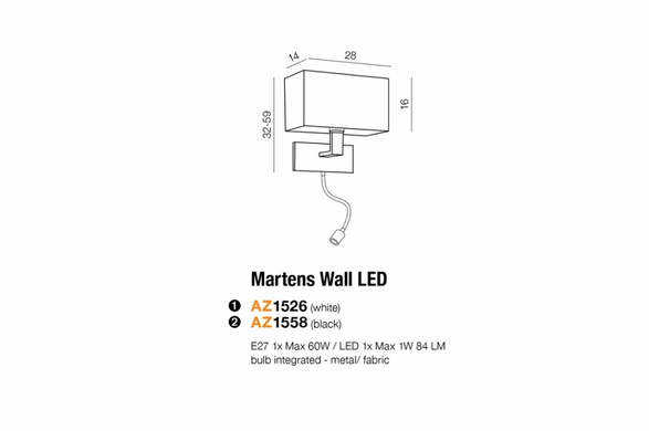 Бра AZzardo MARTENS LED AZ1526 (MB2251-B-LED-R-WH )