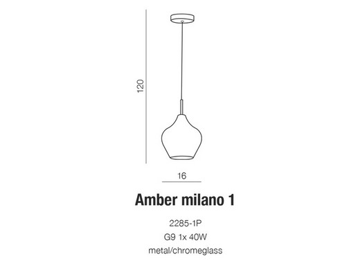 Люстра AZzardo AMBER MILANO 1 AZ2148 (2285-1P-CH)