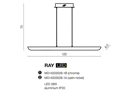 Люстра AZzardo RAY AZ1696 (MD14003026-1A-SN)