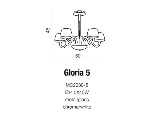 Люстра AZzardo GLORIA AZ0175 (MC2030-5-WH-CH )
