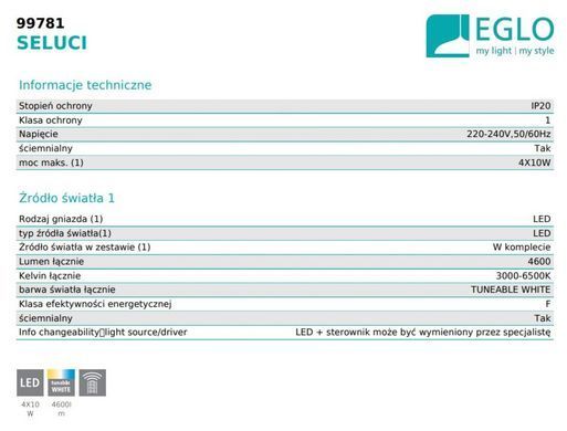 Стельовий світильник SELUCI Eglo 99781