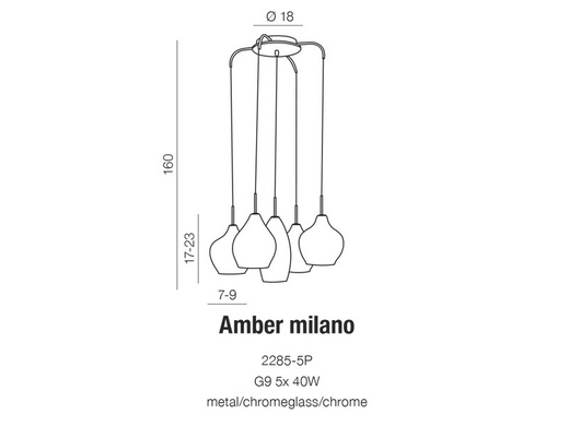 Люстра AZzardo AMBER MILANO AZ0722 (2285-5P-CH)