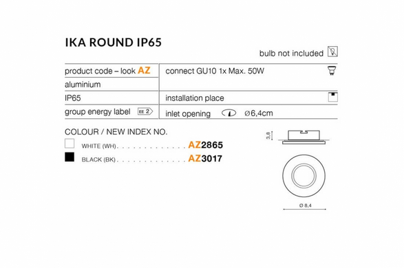 Вбудований вуличний світильник AZzardo IKA ROUND IP65 AZ3017
