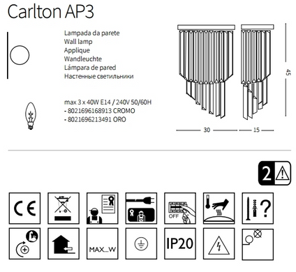 Кришталеве бра Ideal Lux CARLTON 213491