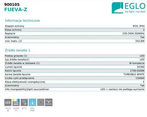 Точковий світильник FUEVA-Z Eglo 900105 (набір з 3 шт)