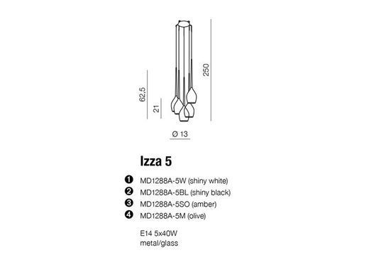 Люстра AZzardo IZZA 5 AZ0312 (MD1288A-5-SBK )