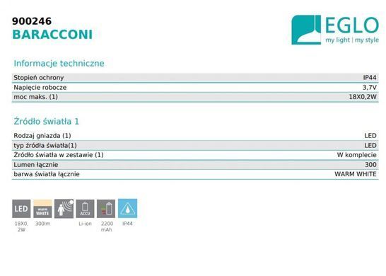 Уличный светильник BARACCONI Eglo 900246