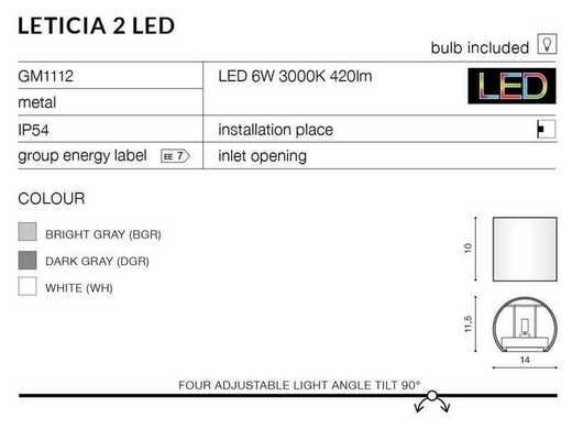Настінний світильник AZzardo LETICIA 2 LED AZ2189